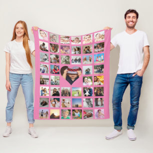 Fotocollage Gepersonaliseerde DIY Custom Heart Fleece Deken