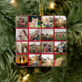 Fotocollage gepersonaliseerde familie keramisch ornament