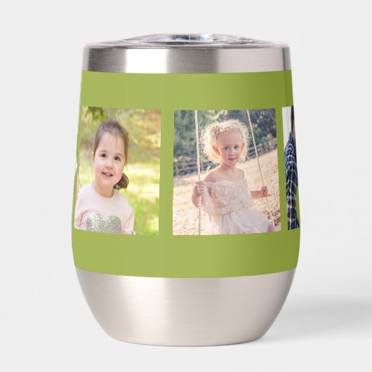 Fotocollage gepersonaliseerde hart monogram groen (Voorkant)