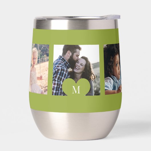 Fotocollage gepersonaliseerde hart monogram groen (Links)