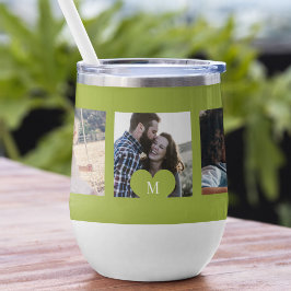 Fotocollage gepersonaliseerde hart monogram groen