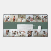 Fotocollage gepersonaliseerde moderne salie groen bureaumat (Keyboard & Muis)