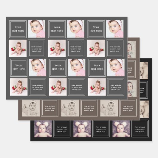 Fotocollage gepersonaliseerde Sjabloon Inpakpapier Vel (Set)