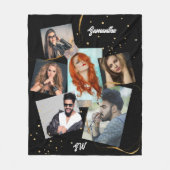 Fotocollage glitter goud 6 fotonaam initialen fleece deken (Voorkant)