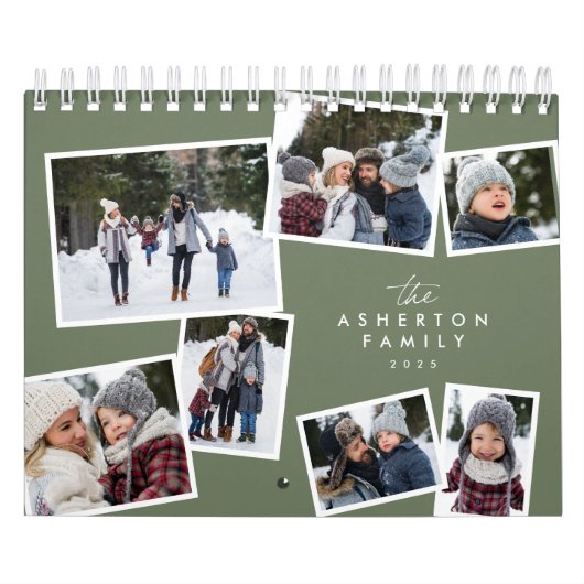 Fotocollage groene familie scrapbook kalender (Hoes)