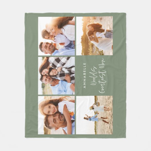 Fotocollage groene girale moederdag fleece deken (Voorkant)