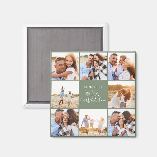 Fotocollage groene girale moederdag magneet (Voorkant / Achterkant)