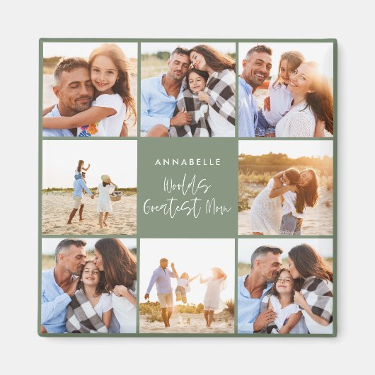 Fotocollage groene girale moederdag magneet (Voorkant)