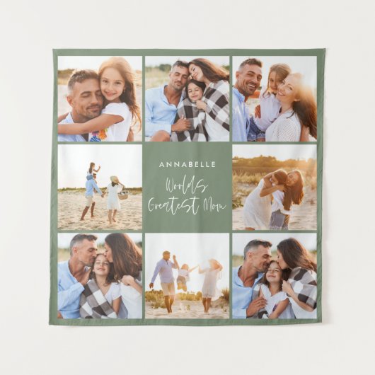 Fotocollage groene girale moederdag wandkleed (Voorkant)