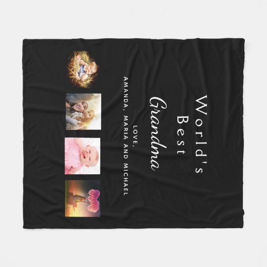 Fotocollage grootmoeder Best Grandma Fleece Deken (Voorkant (Horizontaal))