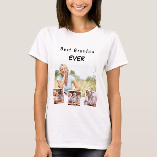 Fotocollage grootmoeder t-shirt (Voorkant)