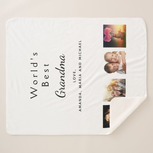 Fotocollage grootmoeder wit sherpa deken (Voorkant (horizontaal))