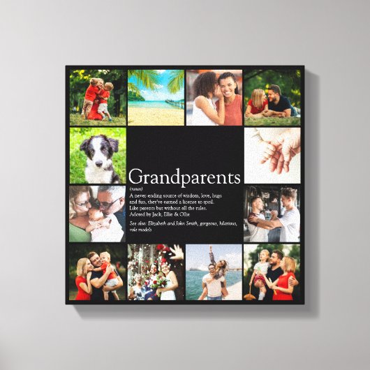 Fotocollage Grootouders Pret Moderne Quote Canvas Afdruk (Voorkant)