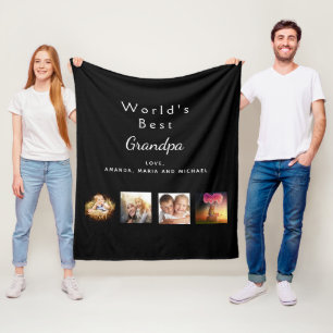 Fotocollage grootvader zwarte familie fleece deken