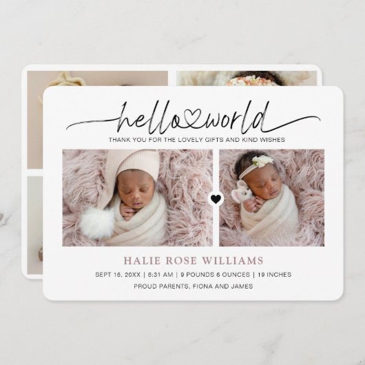 Fotocollage Hallo wereld Aankondiging (Voorkant / Achterkant)