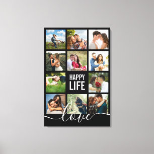 Fotocollage Happy Life and Love Couple's Canvas Afdruk