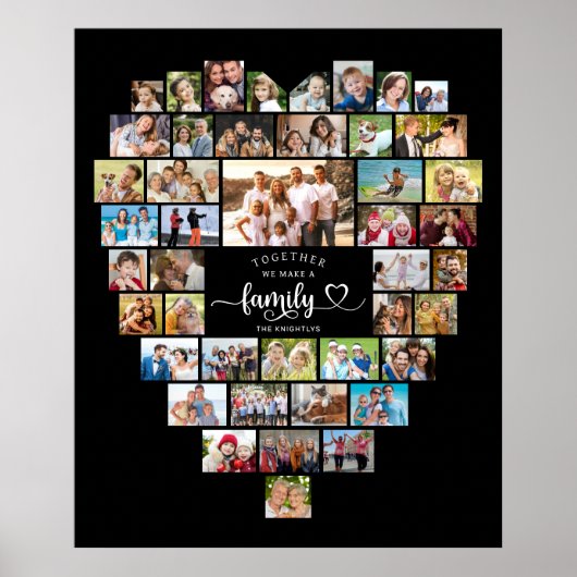 Fotocollage Hart Samen maken we een gezin Poster (Voorkant)
