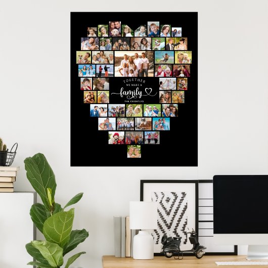 Fotocollage Hart Samen maken we een gezin Poster (Thuiskantoor)