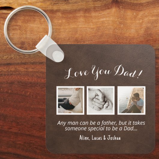 ★ Fotocollage hou van je vader Sleutelhanger (Voorkant)