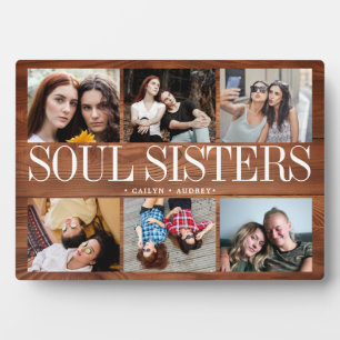 Fotocollage Houten Textuur Soul Sisters Fotoplaat