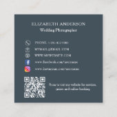 Fotocollage houtskool grijs QR code social media Vierkante Visitekaartje (Achterkant)