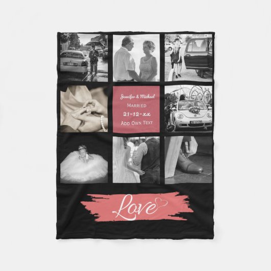 FOTOCOLLAGE Huwelijksbelofte Vernieuwing Trouwdag  Fleece Deken (Voorkant)