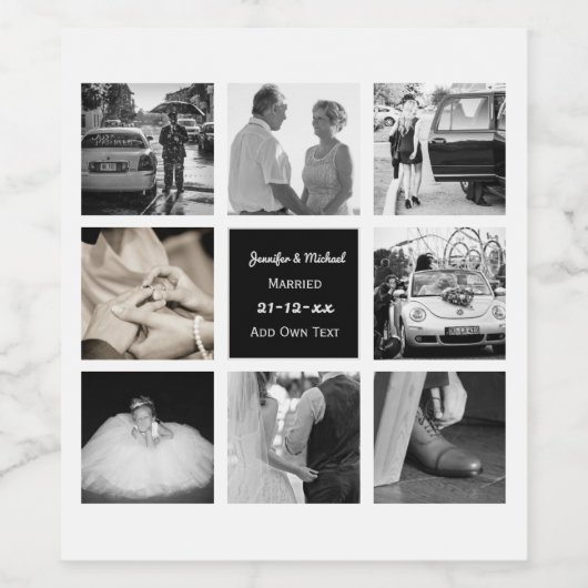 FOTOCOLLAGE Huwelijksbelofte Vernieuwing Trouwdag  Wijn Etiket (Enkel label)