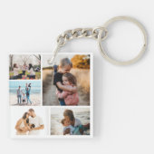 Fotocollage ideeën voor geschenken Creëer 5 foto's Sleutelhanger (Achterkant)