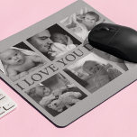Fotocollage 'Ik hou van je DADDY' Muismat<br><div class="desc">Dit stijlvolle muispad is het perfecte cadeau voor de dag van de vaders! Geef dit ontwerp een persoonlijk tintje met je eigen bericht en voeg 6 van je favoriete foto's toe.</div>