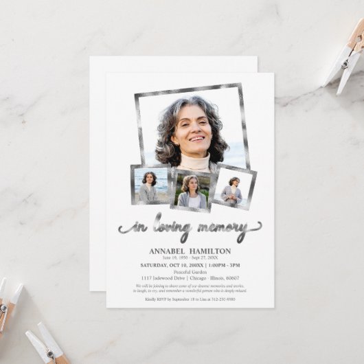 Fotocollage in liefdevolle herinnering Viering van Kaart (Voorkant / Achterkant in situ)