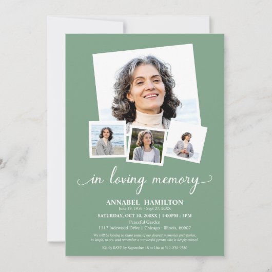 Fotocollage in liefdevolle herinnering Viering van Kaart (Voorkant)