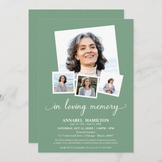 Fotocollage in liefdevolle herinnering Viering van Kaart (Voorkant / Achterkant)