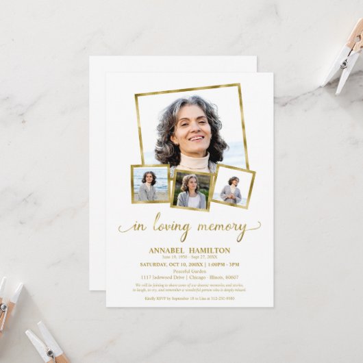 Fotocollage in liefdevolle herinnering Viering van Kaart (Voorkant / Achterkant in situ)