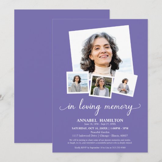 Fotocollage in liefdevolle herinnering Viering van Kaart (Voorkant / Achterkant)