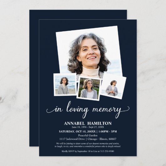 Fotocollage in liefdevolle herinnering Viering van Kaart (Voorkant / Achterkant)