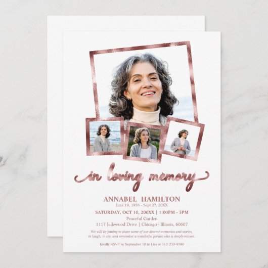 Fotocollage in liefdevolle herinnering Viering van Kaart (Voorkant / Achterkant)