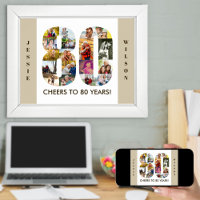 Fotocollage in nummer 80 Neutraal 80ste verjaardag