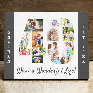 Fotocollage ingesteld in Nummer 40 Grijs Wit Aange Canvas Afdruk