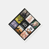 Fotocollage jongens zwart op veertigste verjaardag servet (Hoek)