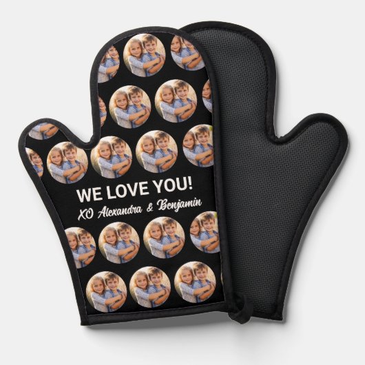 Fotocollage Jouw tekst, Grill, Chef, Baker Custom Ovenwant (Voorkant / Achterkant)