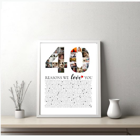 fotocollage jubileum 40 Redenen we Liefde Poster