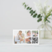 Fotocollage & kalligrafie fotograaf QR-code Visitekaartje (Staand voorkant)