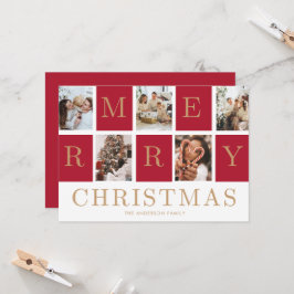 Fotocollage Kerst Familie Goud Kerstkaart Kaart