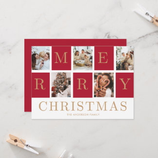 Fotocollage Kerst Familie Goud Kerstkaart Kaart
