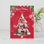 Fotocollage Kerstboom Vakantie uitnodiging (Staand voorkant)