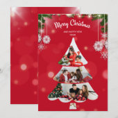 Fotocollage Kerstboom Vakantie uitnodiging (Voorkant / Achterkant)