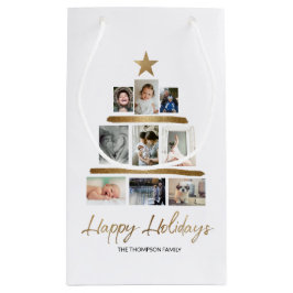 Fotocollage kerstboomfamilie Prettige feestdagen Klein Cadeauzakje