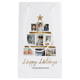 Fotocollage kerstboomfamilie Prettige feestdagen Klein Cadeauzakje