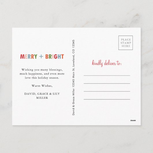 Fotocollage Kerstmis Vrolijk en helder Feestdagenkaart (Achterkant)