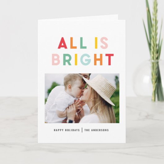 Fotocollage kerstregenboogkleurig heldere kerstfot feestdagen kaart (Voorkant)